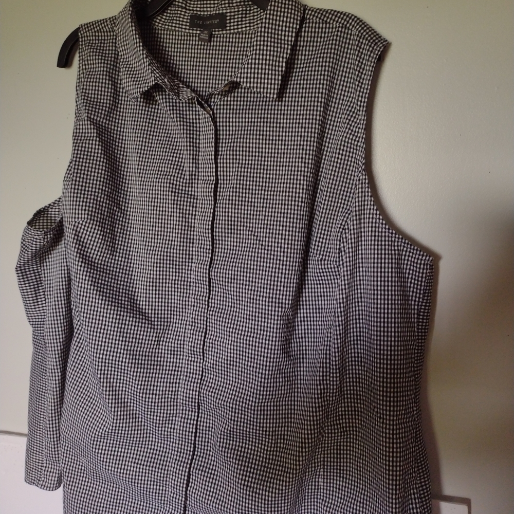 The Limited Women's Blouse Size 3X Sleeveless Black/White Checked - Picture 5 of 5
